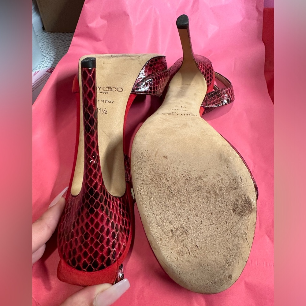 Jimmy Choo Red Snake Skin Heels 👠 - Picture 5 of 7